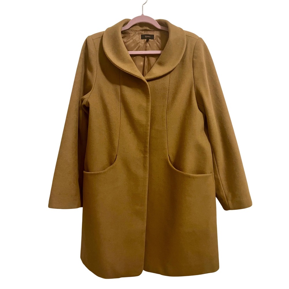 Quince Italian Wool Cocoon Coat L Caramel - Picture 2 of 7
